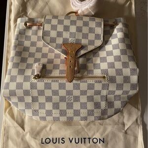 NEW Louis Vuitton Cream and Tan Checkered Backpack